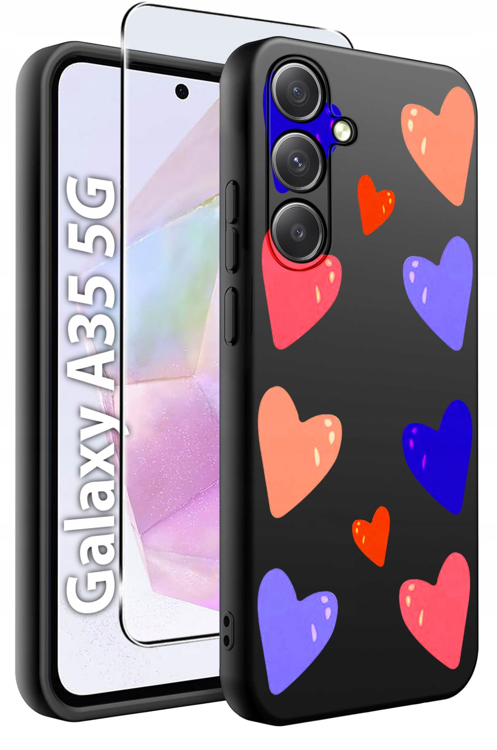 ETUI do Samsung A35 5G WZORY | SILIKONOWE MATT CASE + SZKŁO HARTOWANE 9H