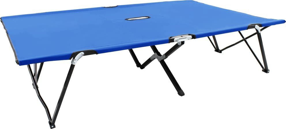 vidaXL VidaXL Dwuosobowe łóżko turystyczne, składane, niebieskie, stalowe
