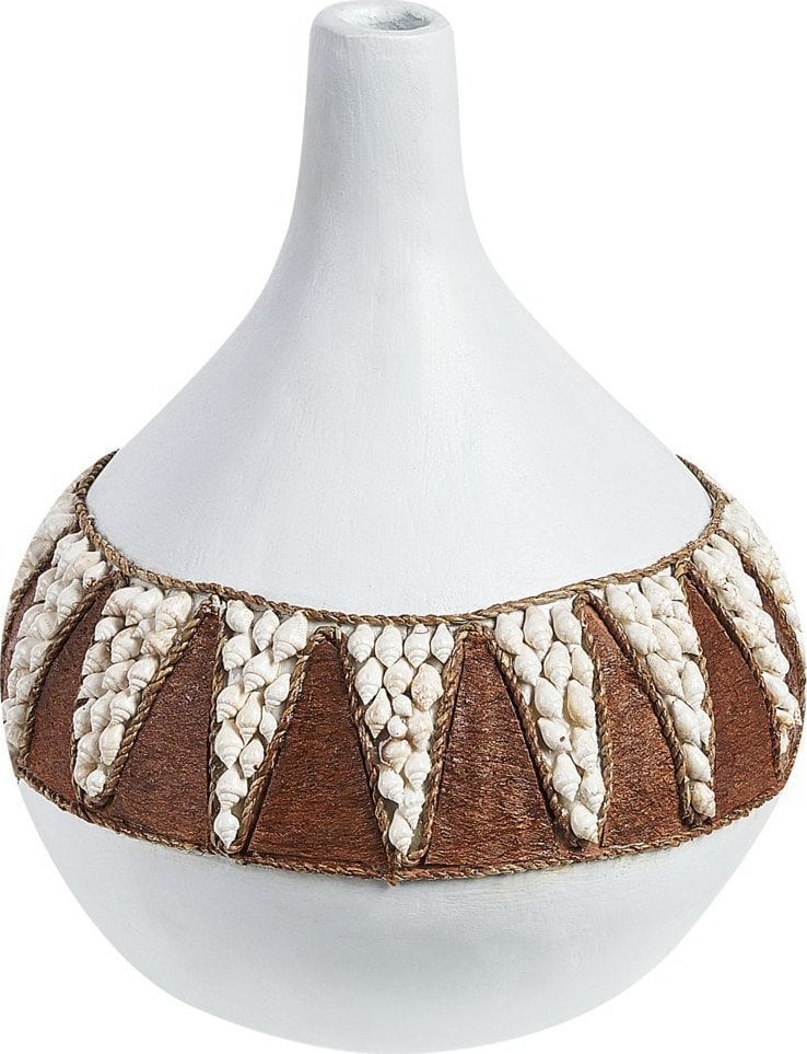 Beliani Wazon dekoracyjny z terakoty 33 cm biały SIMPANG