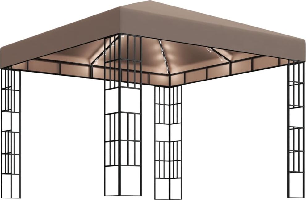 vidaXL Altana ze sznurem lampek, 3x3 m, kolor taupe