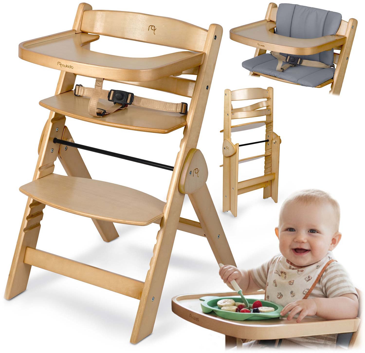Drewniane krzesełko do karmienia Nukido Timo