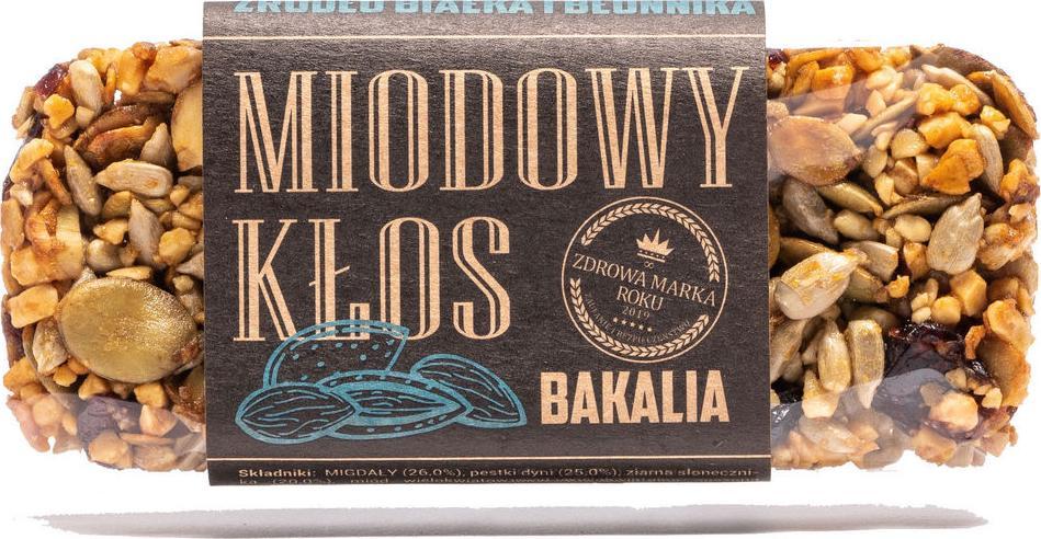 Łysoń Naturalny Baton Energetyczny z Bakaliami Słodzony Miodem z Polskiej Manufaktury "Baton Miodowy Kłos Bakalia Bez Dodatku Cukru 100% Naturalny | H