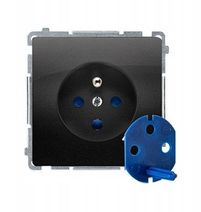 Simon Basic Gniazdo wtyczkowe DATA z uziemieniem i kluczem uprawniającym (moduł) 16A, 250V, zaciski śrubowe czarny BMGD1.01/49
