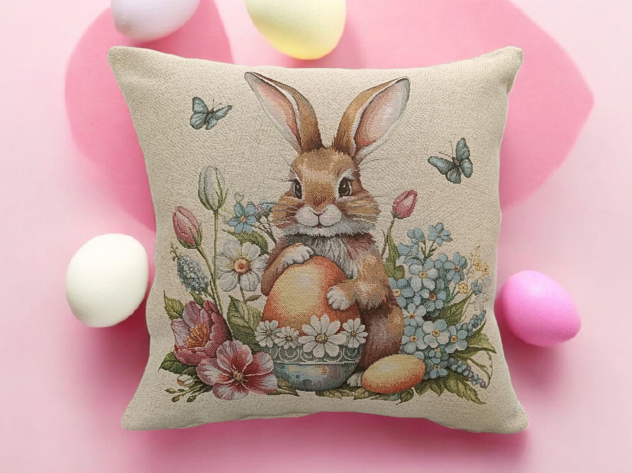 Poszewka dekoracyjna 45x45 cm Królik z jajkiem