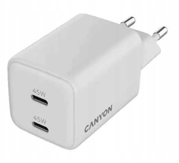 CANYON Ładowarka sieciowa CU45CC GaN 45W 2xPD EU Biała