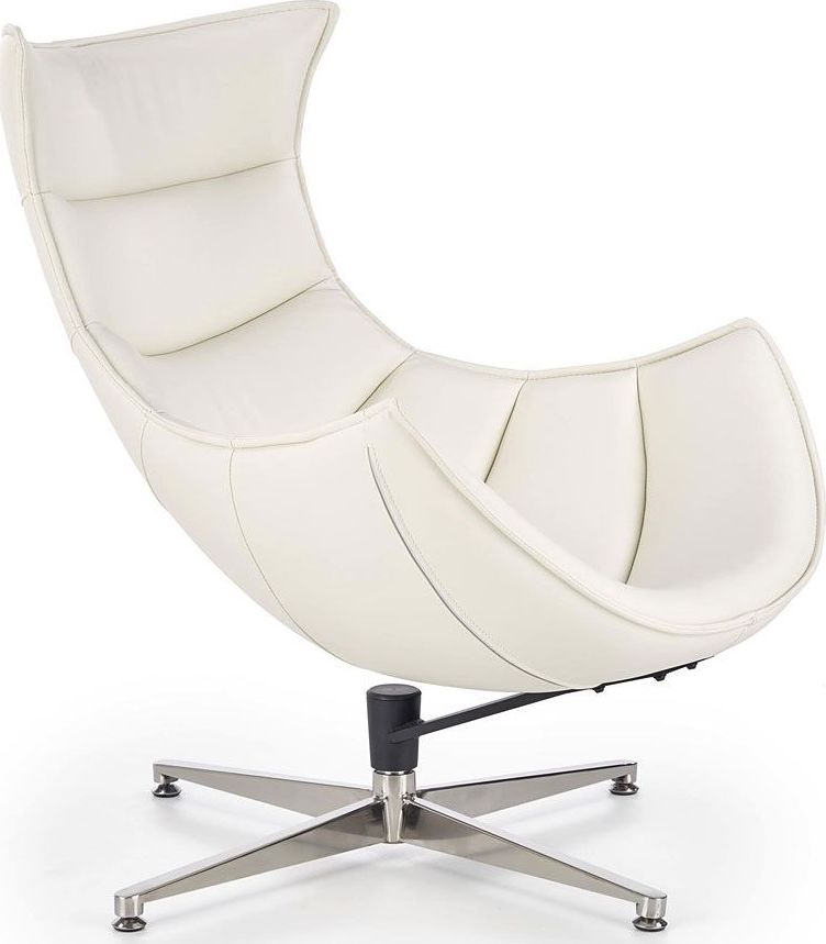 Elior Obrotowy fotel wypoczynkowy ze skóry naturalnej Lavos - biały