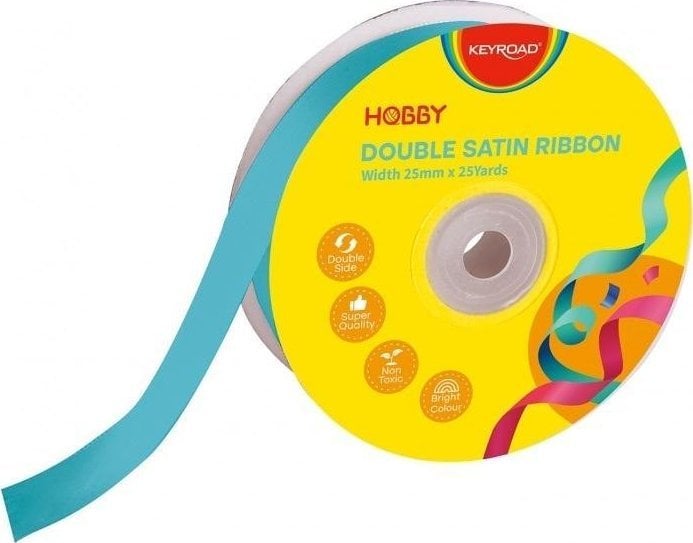 Wstążka podwójna satynowa niebieska 25mmx22,86m