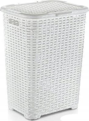 Kosz na biel.RATTAN 60l-biały 435x337x602 mm