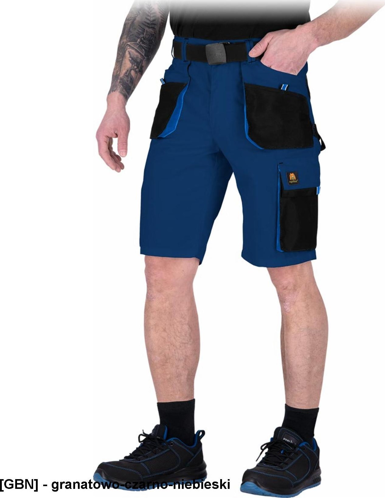 R.E.I.S. OX-OGR-TS - Spodnie ochronne robocze do pasa OGR z krótkimi nogawkami, męskie - granatowo-czarno-niebieski 2XL