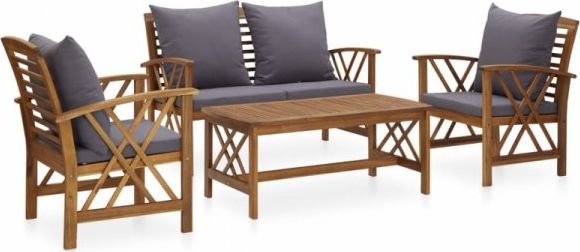 vidaXL 4-cz. zestaw wypoczynkowy do ogrodu, poduszki, drewno akacjowe