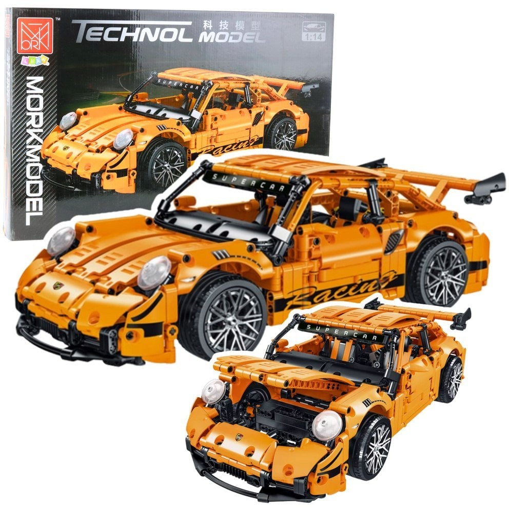 Klocki Konstrukcyjne Samochód GT Racing Pomarańczowy 1:14 1268 el. LEAN Toys