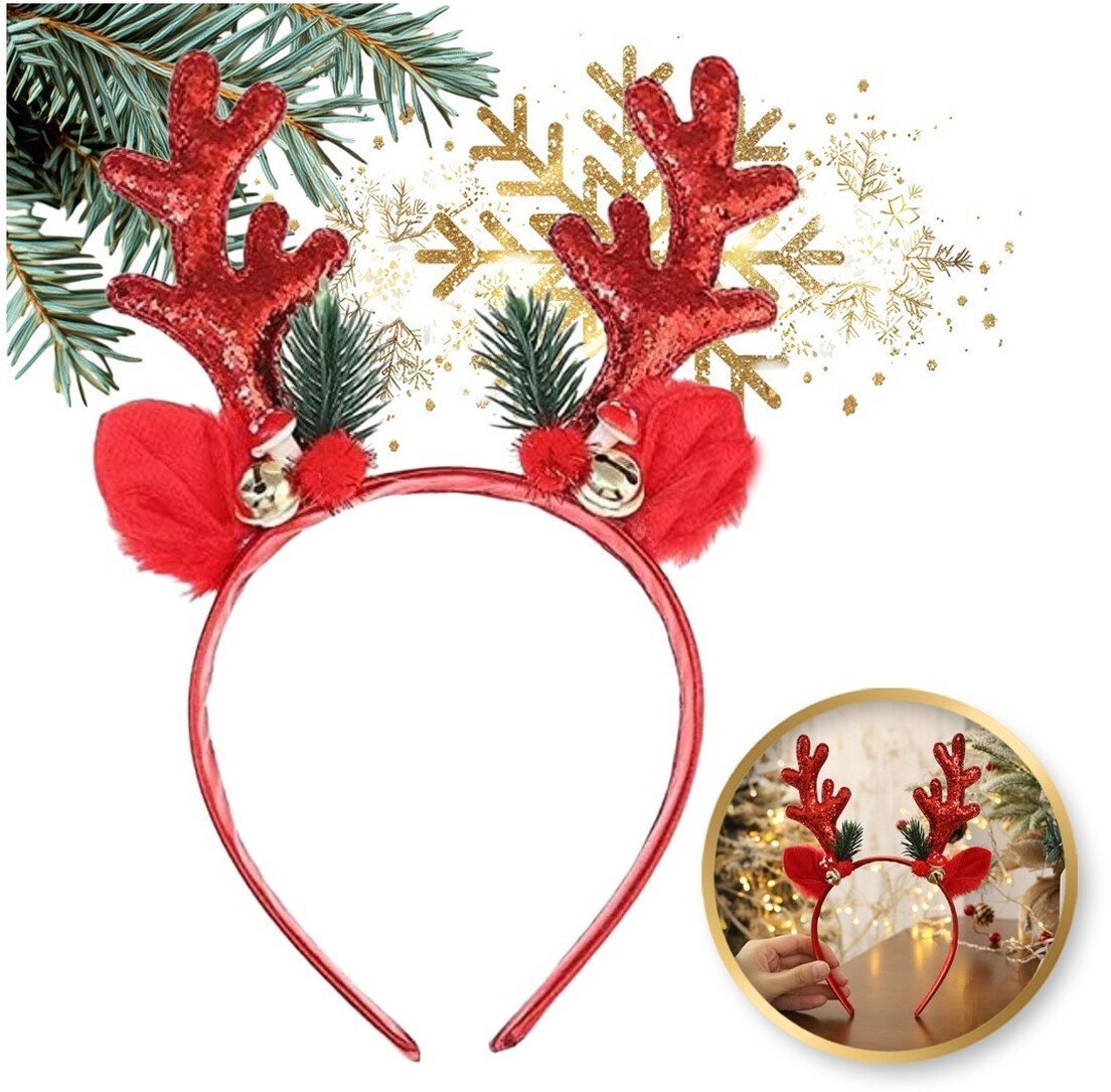 eCarla Opaska do włosów Świąteczna z uszkami i rogami Renifer