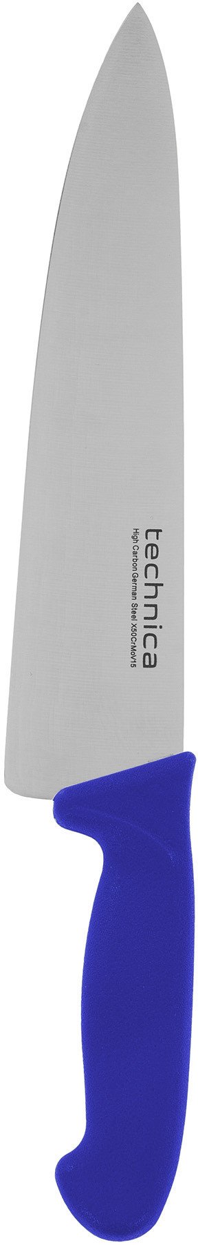 Nóż kucharski HACCP 385 mm, ostrze gładkie, spiczaste 250 mm, niebieski | TECHNICA, Silver Line