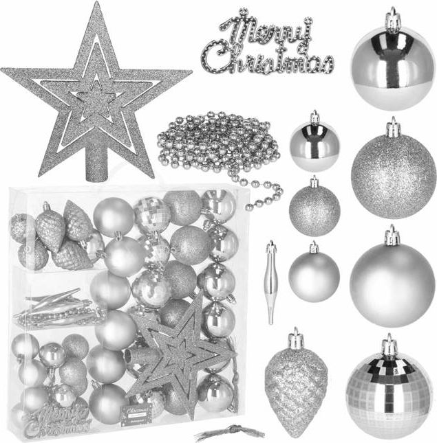 Springos Bombki choinkowe 51 szt. ozdoby świąteczne srebrny UNIWERSALNY