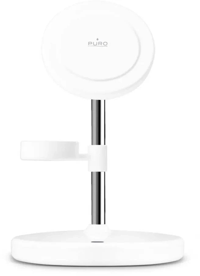 Ładowarka indukcyjna 3 w 1 Puro Mag Station ze stojakiem - biała