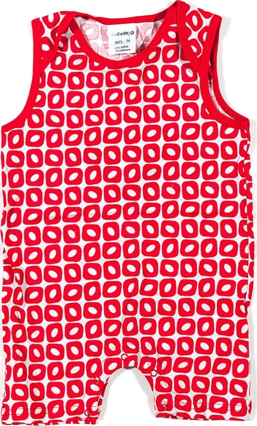 DucKsday Jednoczęściowa piżama rampers rompers dla niemowlaka Ducksday, funky red, rozmiar 68
