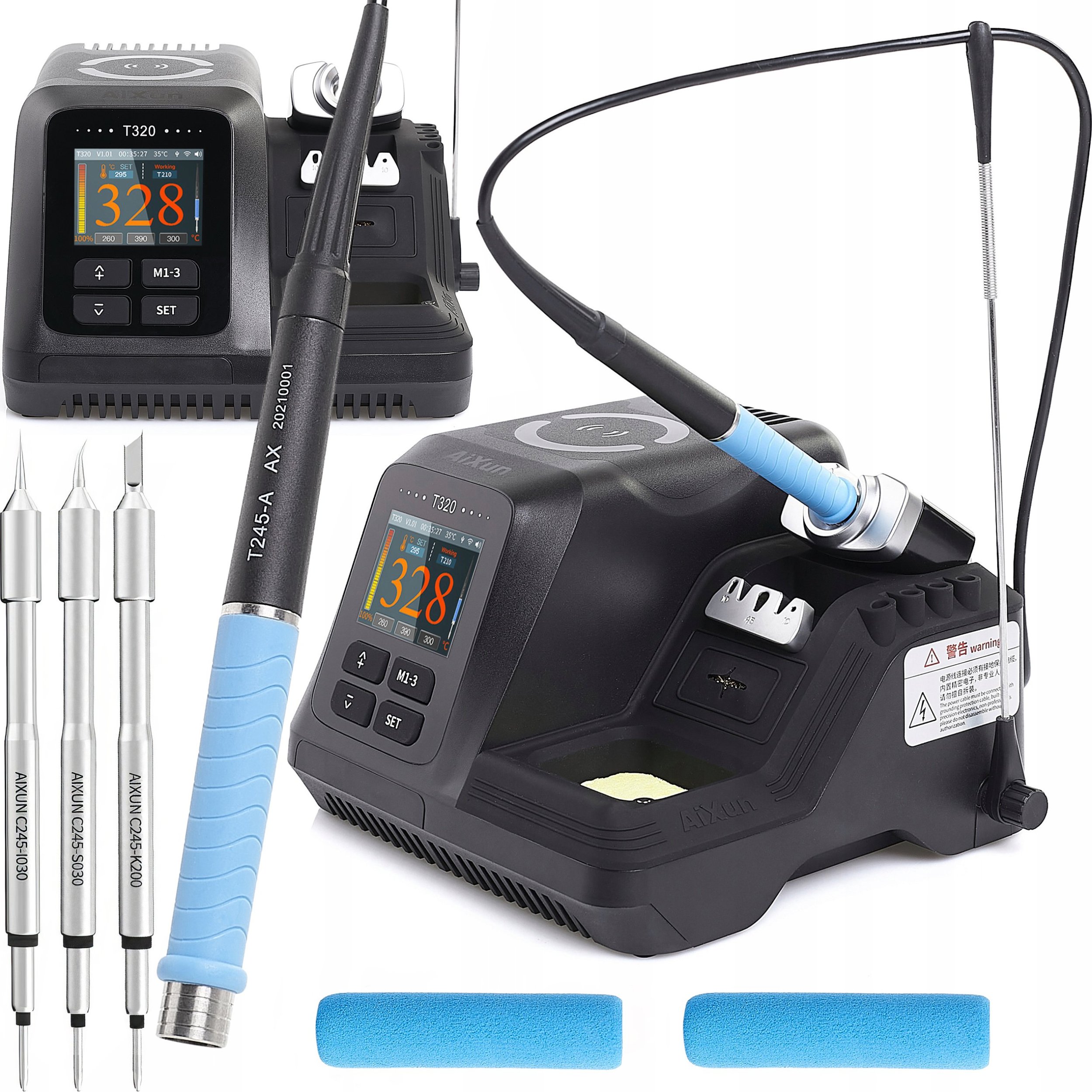 Inteligentna Stacja Lutownicza Aixun T320 200W z Kolbą T245 + 3x Groty C245