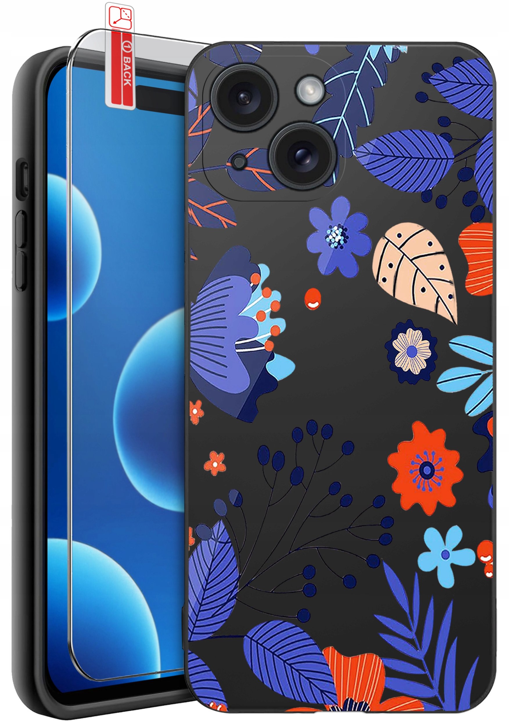 ETUI do iPhone 15 | WZORY | SILIKONOWE MATT CASE + SZKŁO 9H