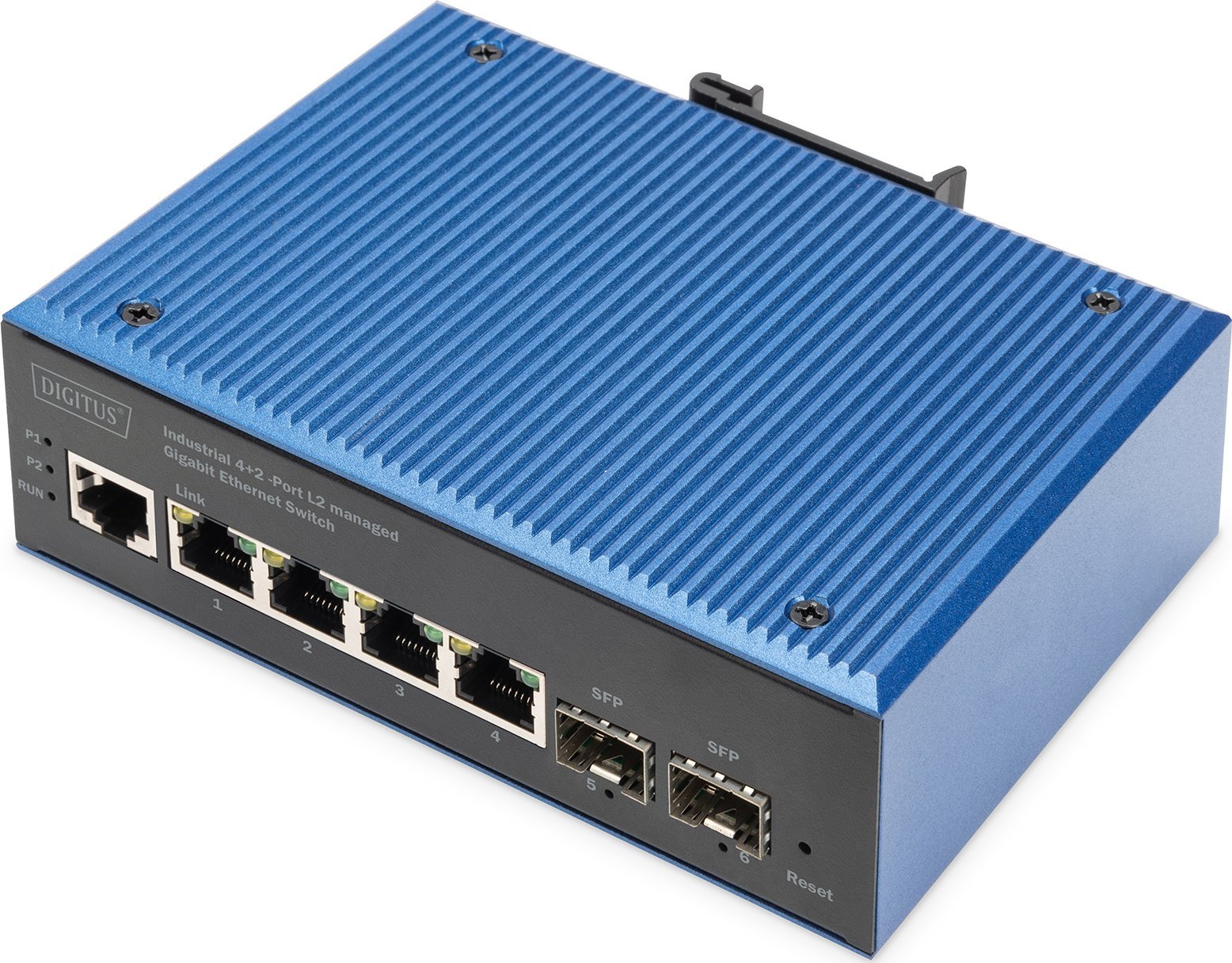 Switch Digitus DIGITUS Ind. 4+2-Port L2 managed Gigabit Ethernet Switch 4 x GE RJ45 + 2 SFP Port