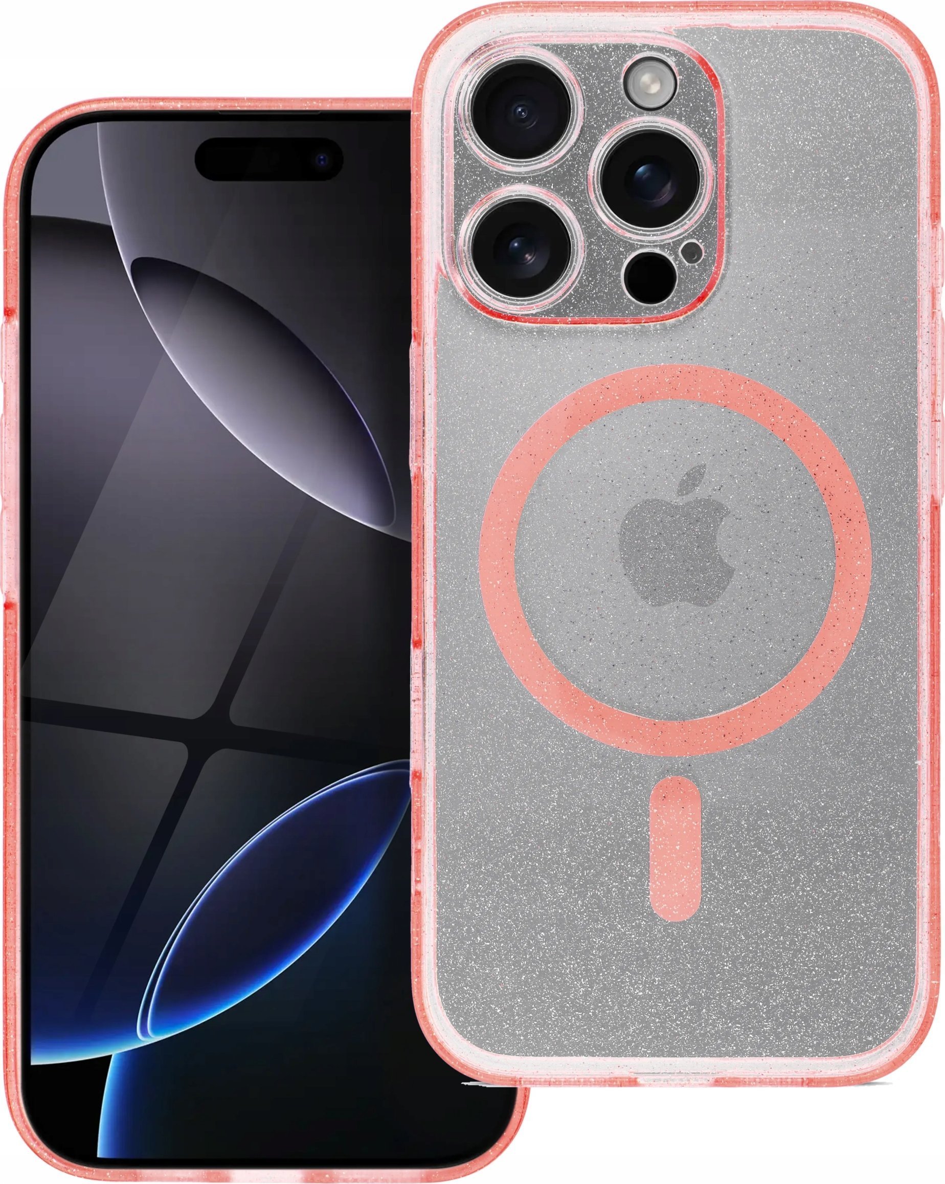 Futerał CLEAR MAG COVER kompatybilny z MagSafe do SAMSUNG S25 pink glitter