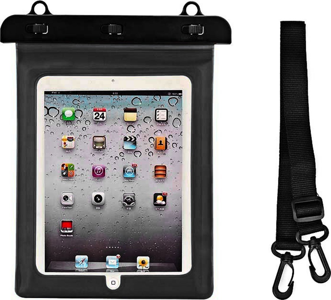 Etui na tablet Hurtel Etui wodoszczelne na tablet PVC z regulowanym paskiem Outdoor - czarne Etui wodoszczelne na tablet PVC z regulowanym paskiem Out