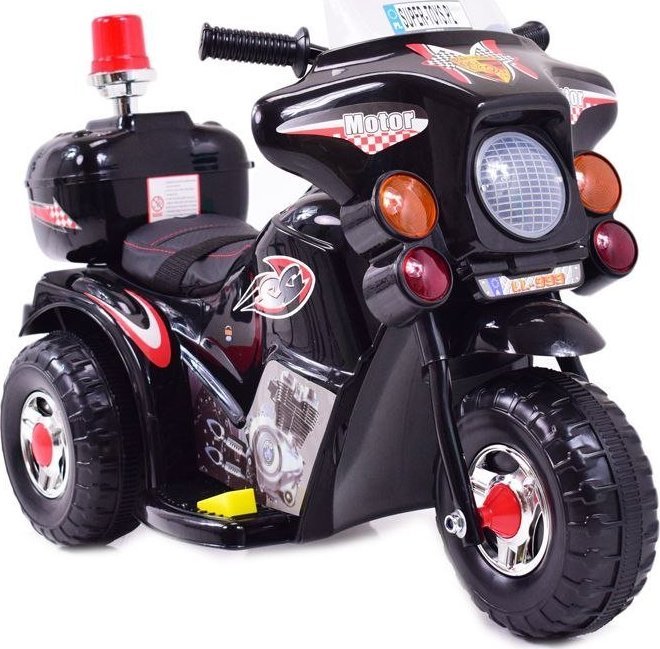 Super-Toys PIERWSZY MOTOR CHOPPER NA AKUMULATOR - KOGUT, MIĘKKIE SIEDZENIE, PASY/LL999