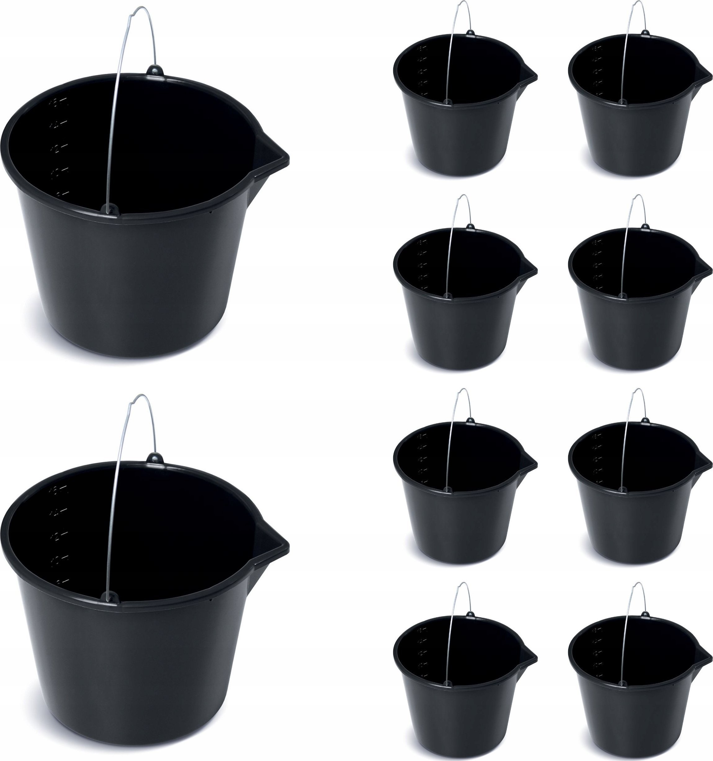 10x Wiadro budowlane gospodarcze 16l z lejkiem