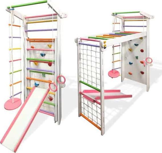 Babygame Domowy Plac zabaw Drabinka Czempion Plus biało-różowa