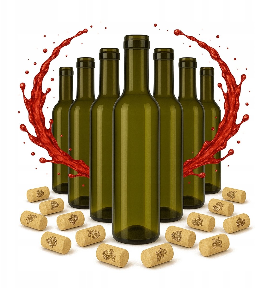 Bimberek 70x Butelki Szklane Brązowe 375ml na Wino Syrop Oliwę Ocet Alkohol