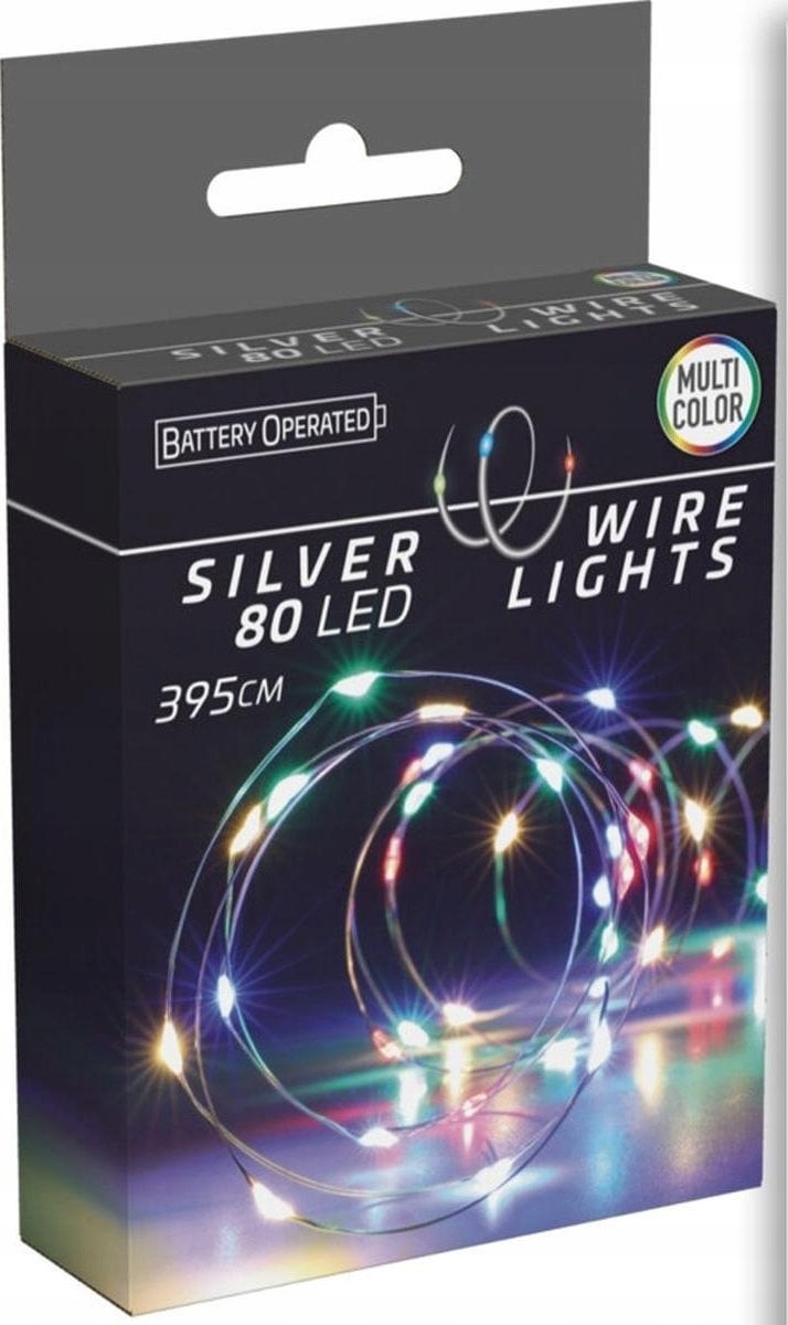 Lampki choinkowe Christmas decoration LAMPKI DRUCIKI NA BATERIE GIRLANDA 80 LED MULTIKOLOR