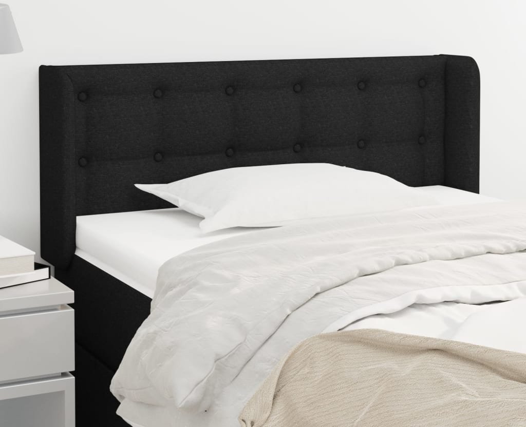 vidaXL vidaXL Zagłówek uszak, czarny, 83x16x78/88 cm, tkanina