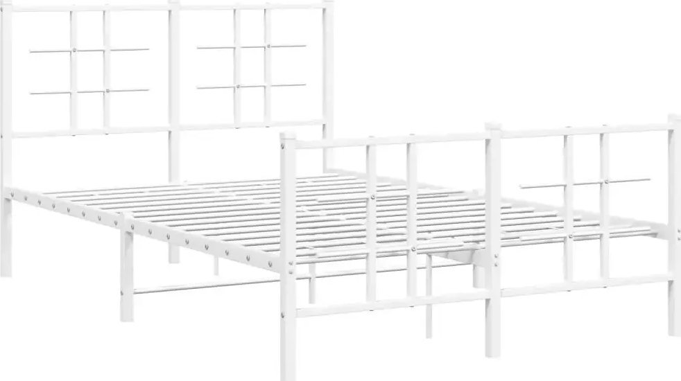 Elior Białe metalowe łóżko małżeńskie 140x200 cm - Estris