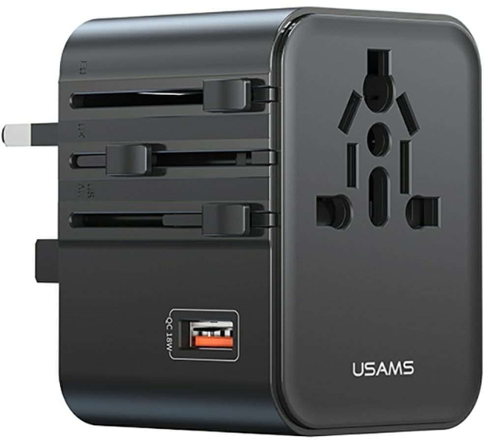 Travel Charger Adapter USAMS CC309 2xUSB-C 25W 4in1 US/AU/EU/UK black