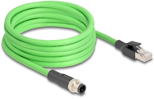 DELOCK M12 Kabel D-kodiert 4 Pin St. zu RJ45 St. PUR(TPU) 5m