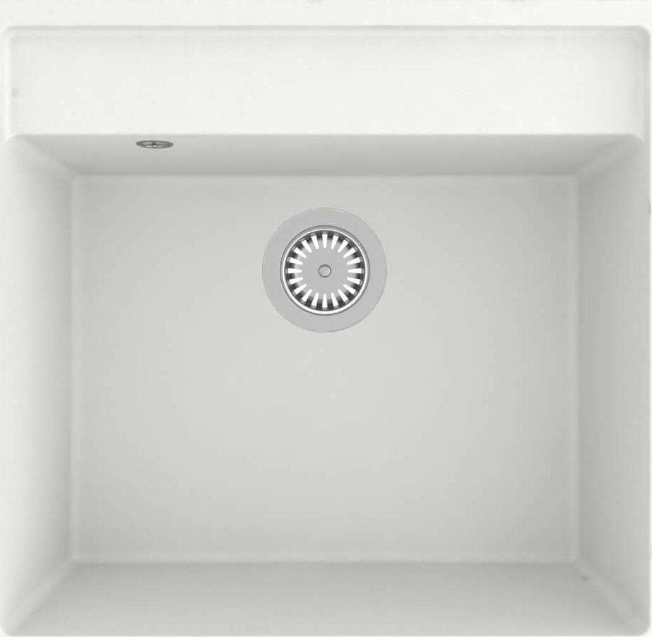 Zlewozmywak vidaXL kuchenny z otworem przelewowym, biały, granitowy