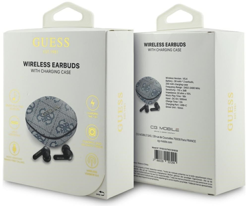 Słuchawki Guess Słuchawki TWS ENC 4G Classic Metal Logo niebieski