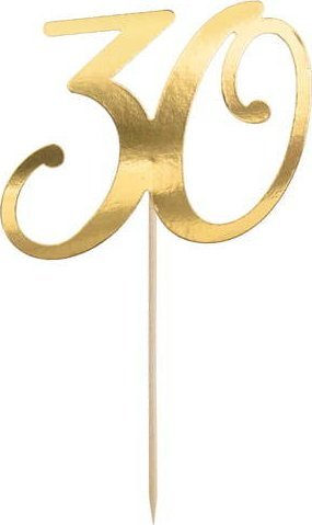 Party Deco Topper na tort "30", złoty, 20.5cm one size