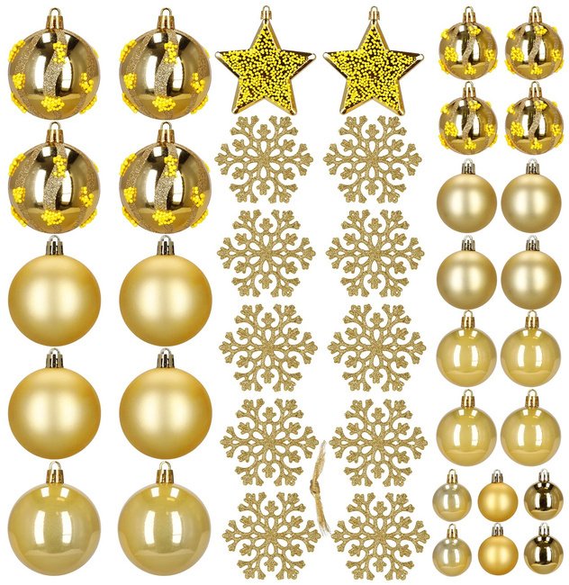 Springos Bombki choinkowe 40 szt. zestaw dekoracji świątecznych, niedłukące, złote UNIWERSALNY