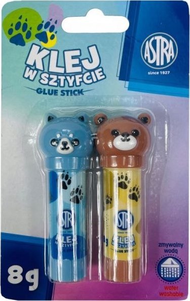 Klej w sztyfcie Astra Zwierzatka ,8g - 2 sztuki blister, PVA ASPROM