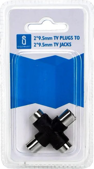 Adapter AV Aigostar Złącze antenowe 2x 9.5 mm gniazdo TV na 2x 9.5 mm jack TV czarne Złącze antenowe 2x 9.5 mm gniazdo TV na 2x 9.5 mm jack TV czarne