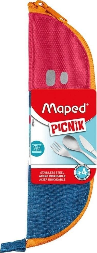 Zestaw sztućców Picnik Kids w różowym etui MAPED
