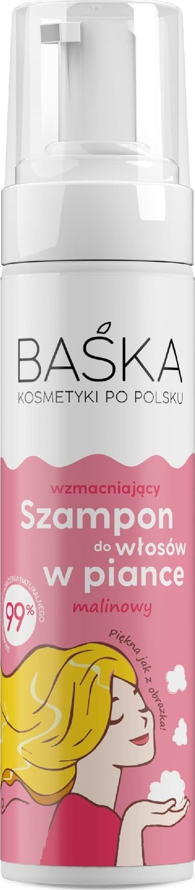 Solverx BAŚKA Szampon do włosów wzmacniający w piance - malinowy 200 ml