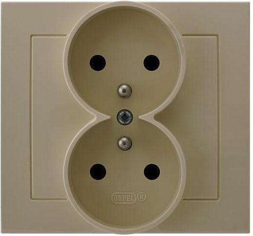 Ospel Gniazdo Kier podwójne z uziemieniem beżowe (GP-2WZ/01)