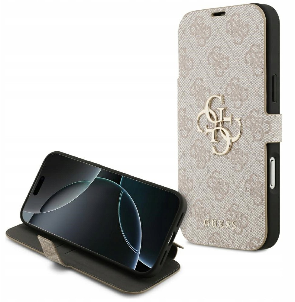 Guess Etui Book 4G Metal Logo do iPhone 17 Pro Max różowy