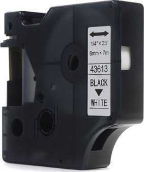 JetWorld Taśma JetWorld Zamiennik Dymo D1 Czarny na Białym 6mm x 7m LM100, LM100+, LM200, LM300, LM400, LM420P, LM350, LM350D, LM360D, L