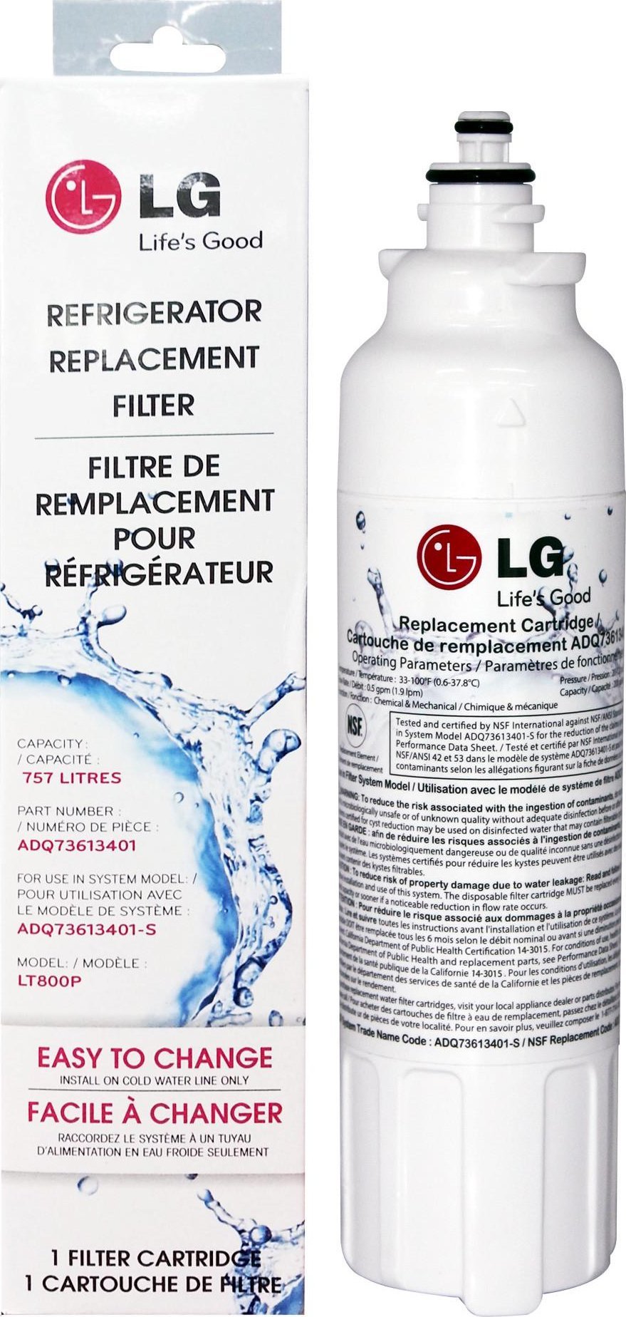 AQUALOGIS LG LT800P ADQ73613401 Filtr Wody Lodówki Oryginał