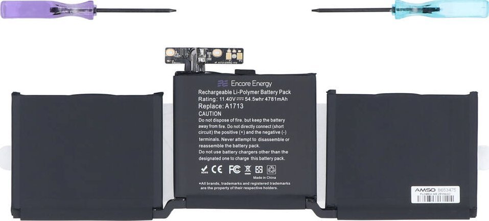 Bateria Nowa bateria Encore Energy do Apple MacBook Pro 13 A1708 2016-2017 54,5Wh 11.4V 4781mAh A1713