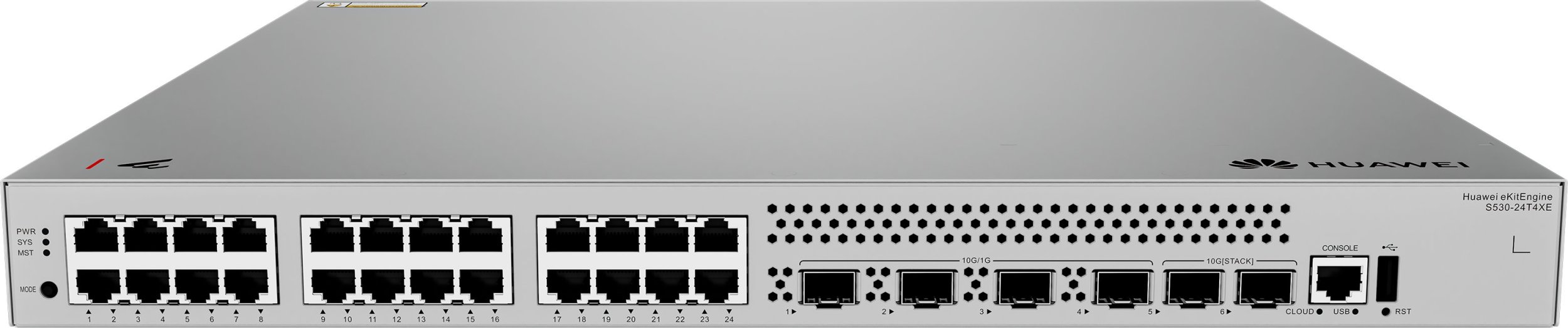 Switch Huawei HUAWEI S530-24T4XE 24x10/100/1000BASE-T ports 4x10GE SFP+ ports 2x12GE stack ports with 1xAC power module eKit