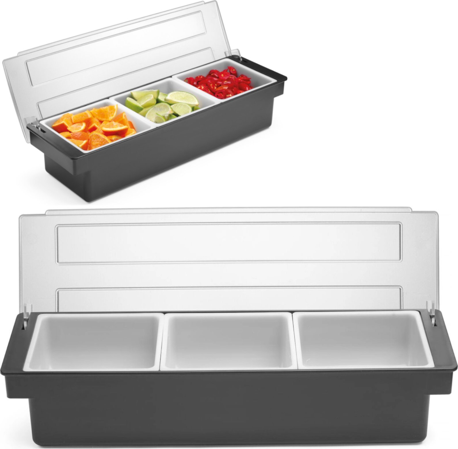 Royal Catering Pojemnik barmański organizer na dodatki do drinków koktajli - 3 wkłady Pojemnik barmański organizer na dodatki do drinków koktajli - 3