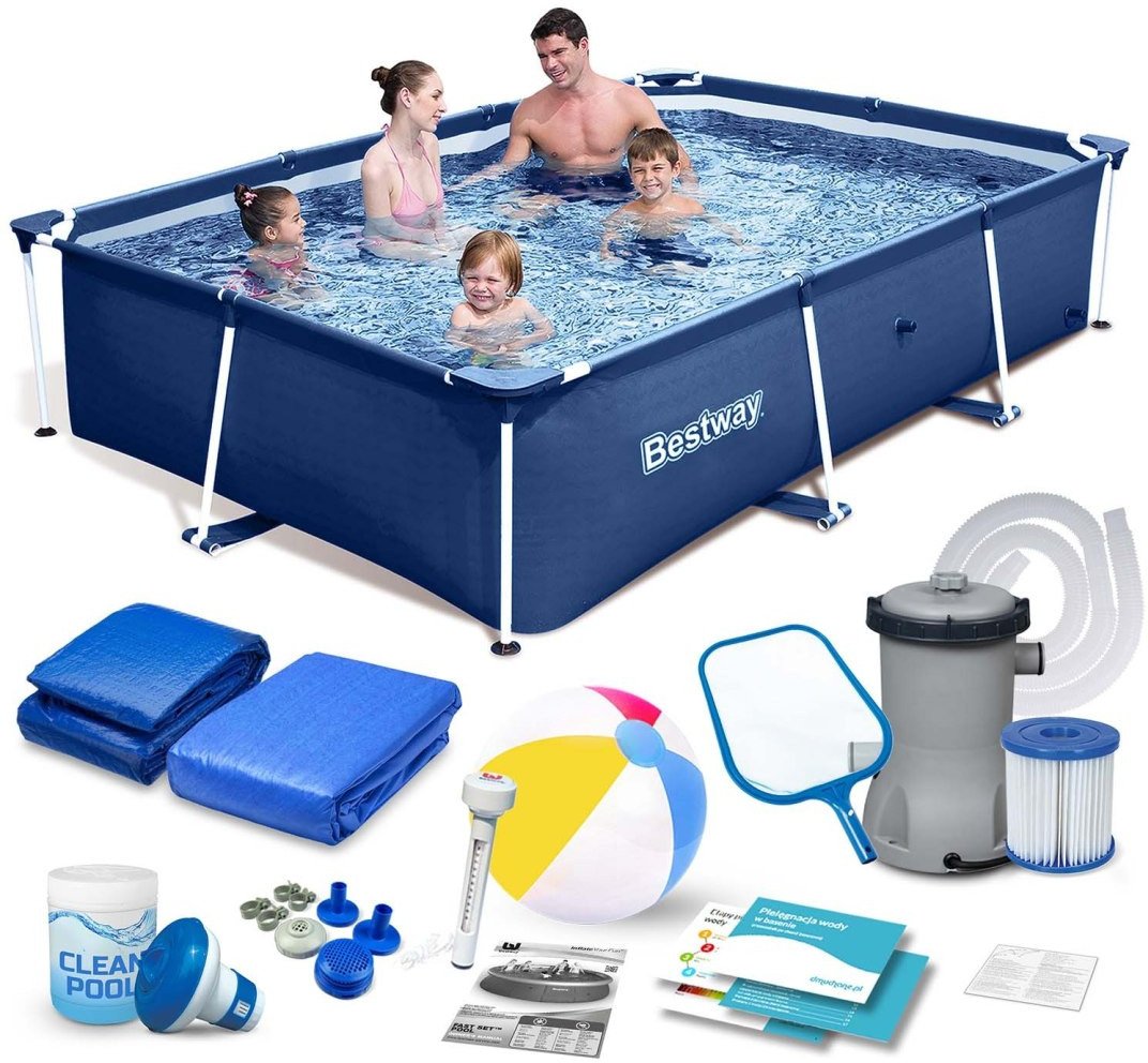 Bestway Basen ogrodowy stelażowy 259x170x61 cm zestaw 15w1 Bestway 56403N